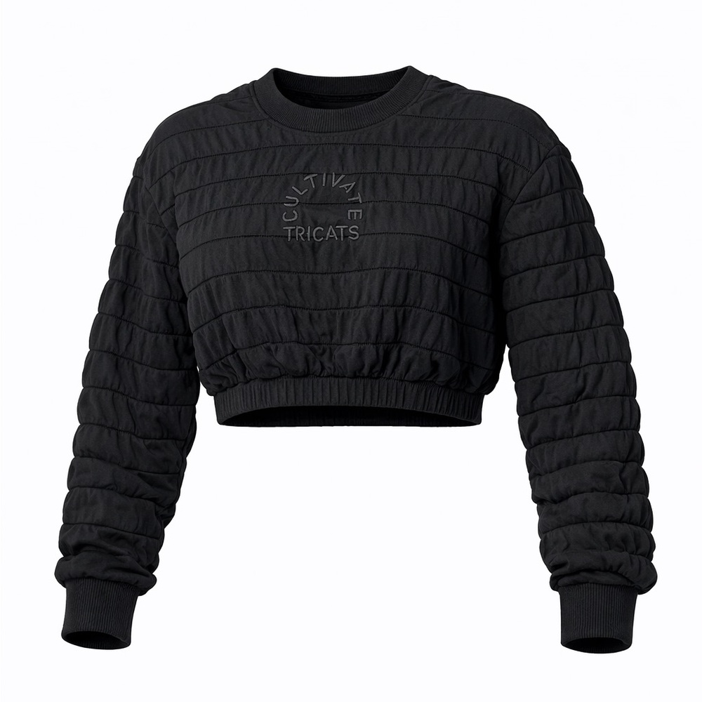 🩷 Brazil Purchase Tricats Streetwear Y2K Black Quilted Cropped Sweater